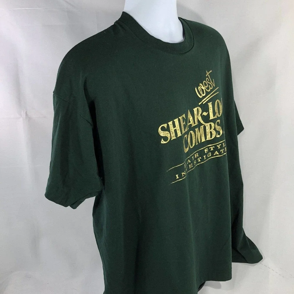 Vintage Shear Lock Combs Hair Style Investigation Single Stitch USA Made Shirt